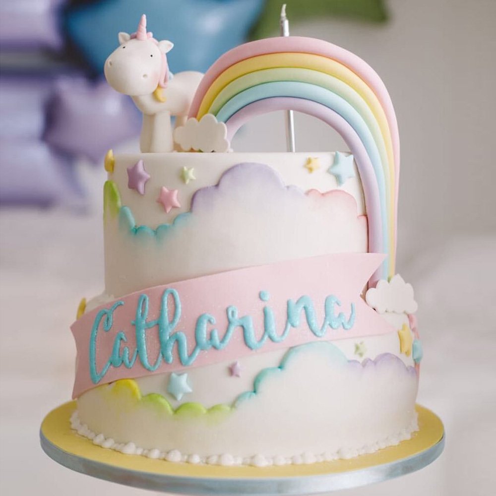 Rainbow Unicorn 2 Tier Cake - Mohali Bakers