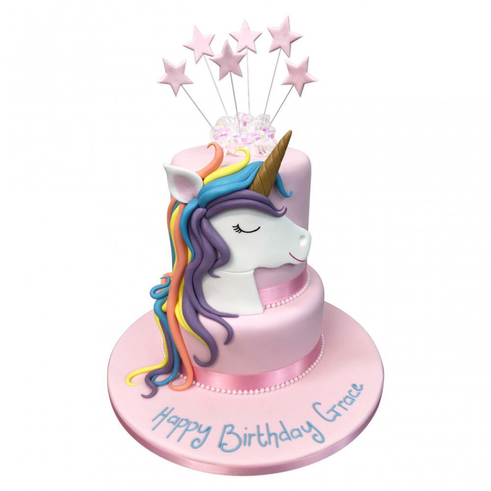 Fondant Unicorn 2 Tier Cake - Mohali Bakers